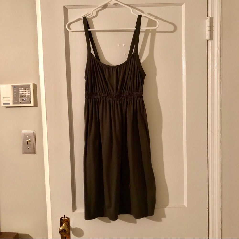 Olive green knit tank dress